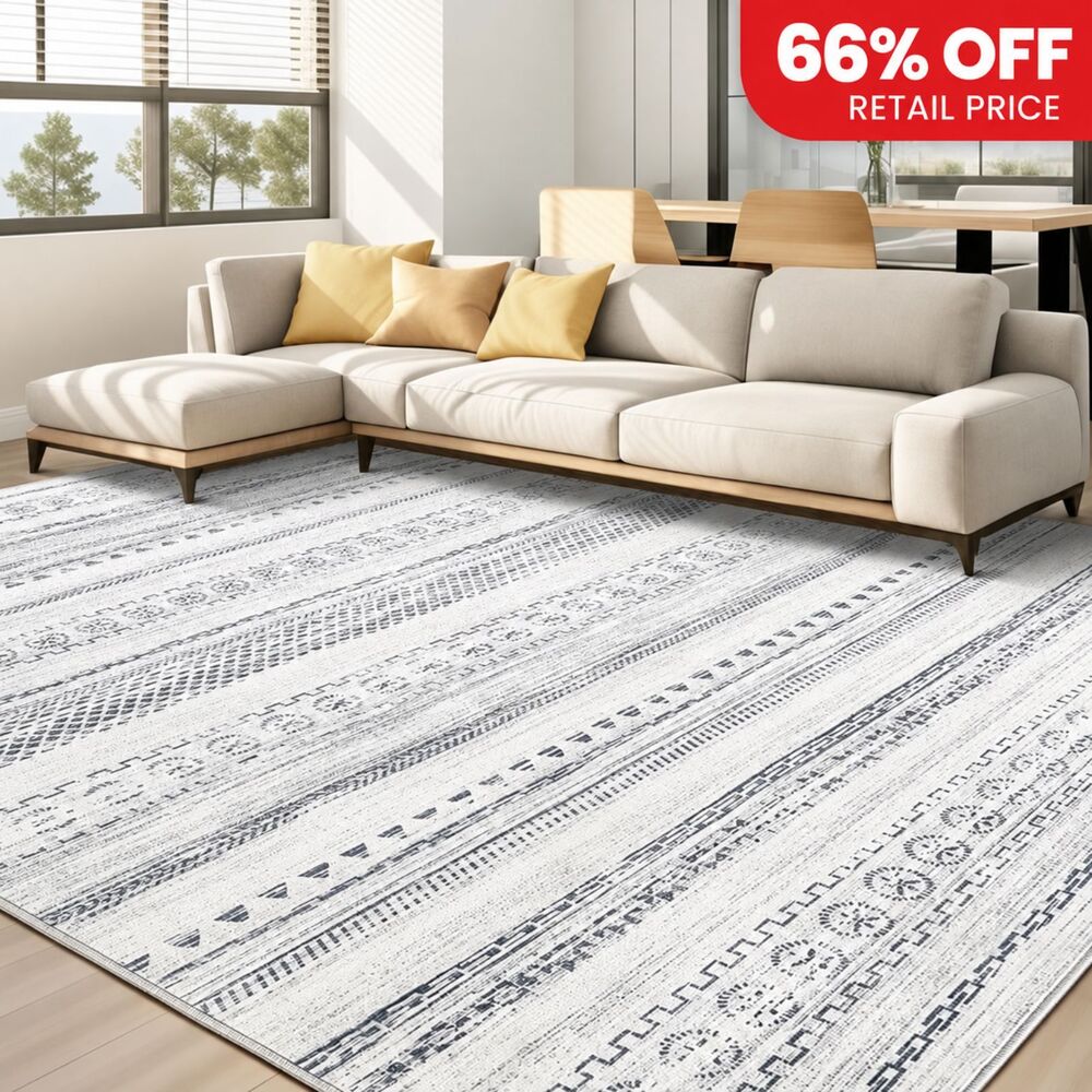 Brand New Kakania Grey Washable Area Rug – 8' × 10'